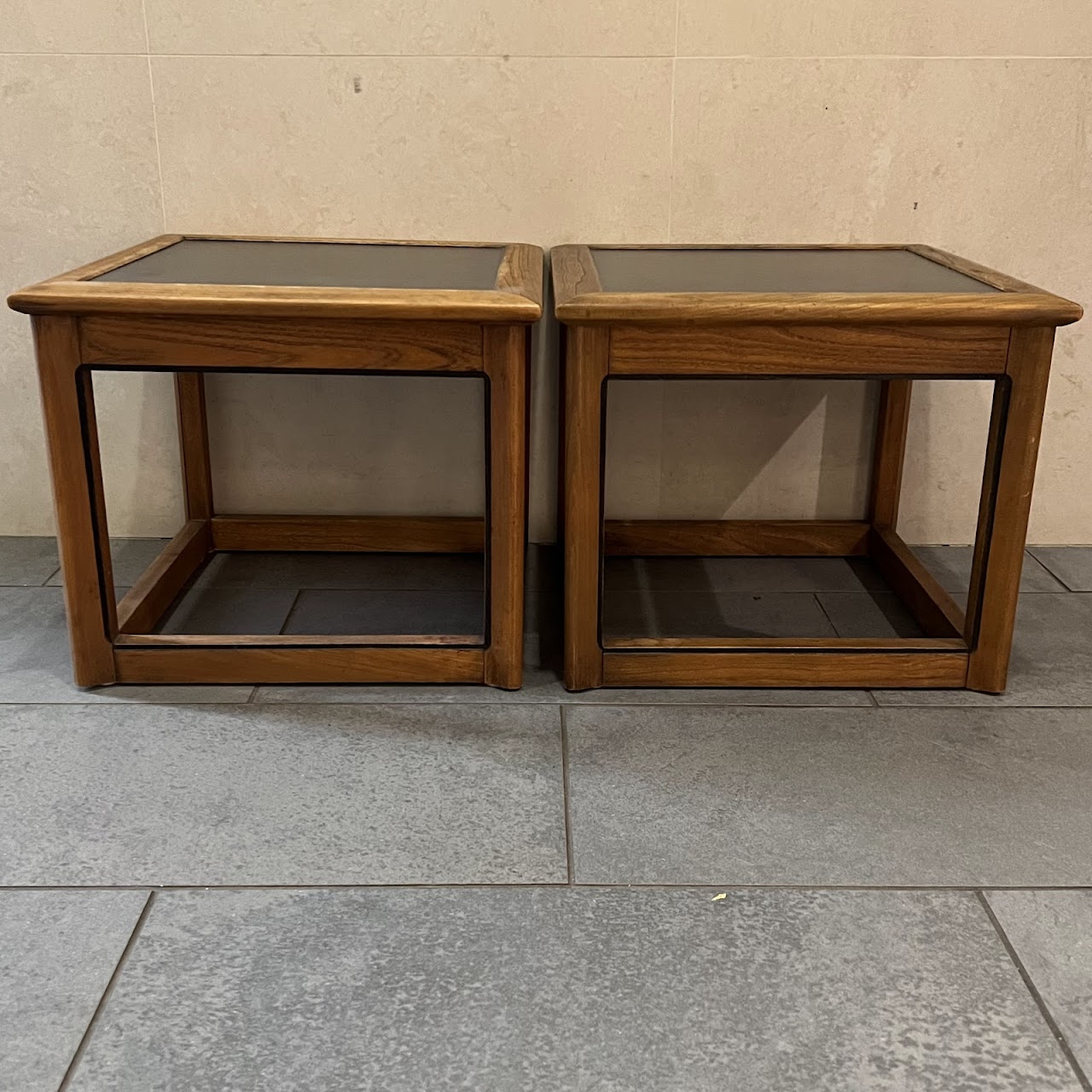 Vintage Elm End Table Pair