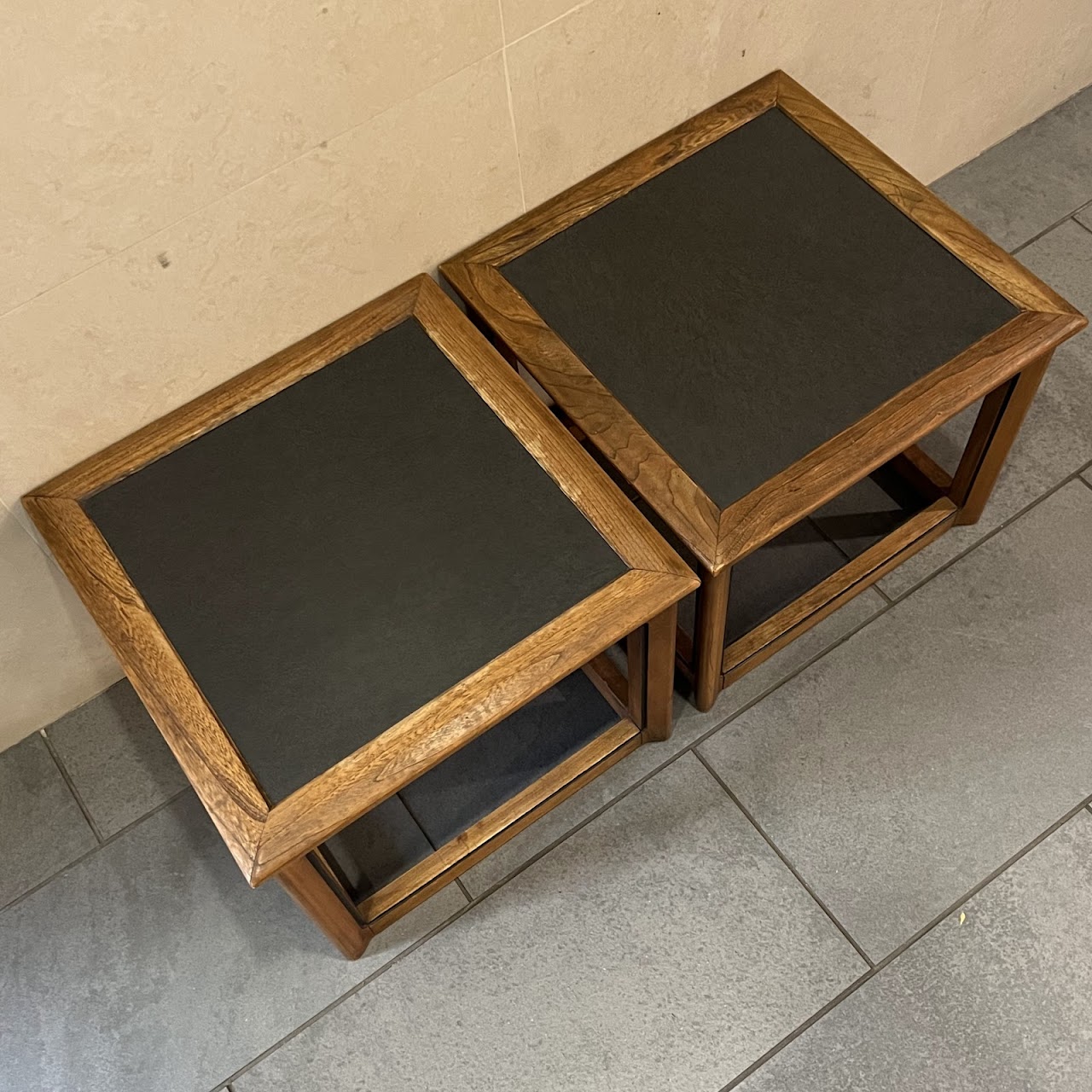 Vintage Elm End Table Pair