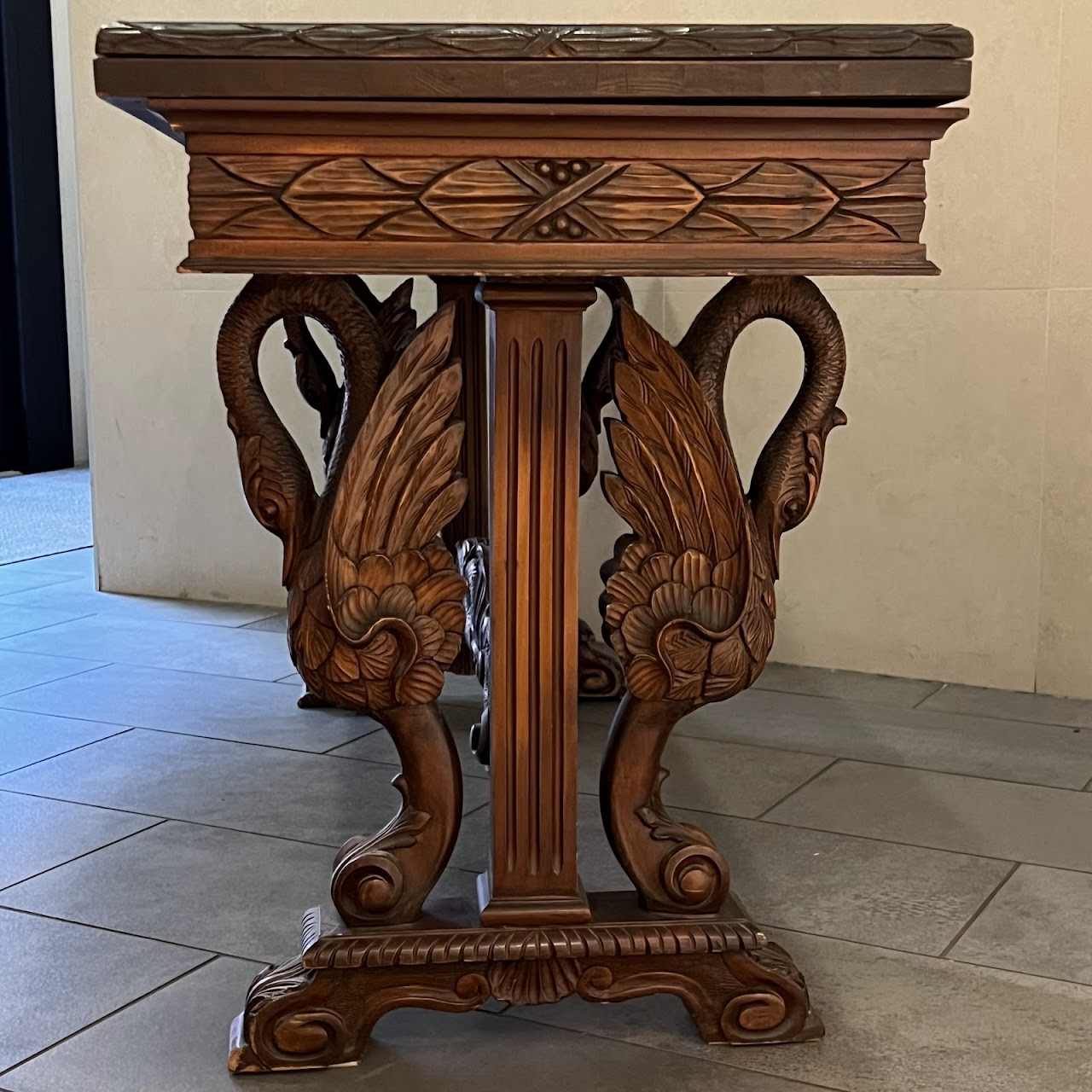 Renaissance Revival Walnut Trestle Base Convertible Buffet and Dining Table