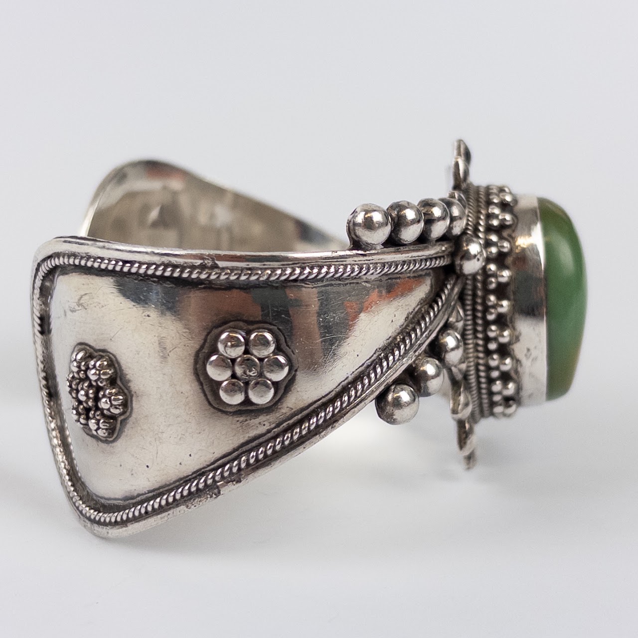 Sterling Silver Open Cuff Bracelet with Cabochon