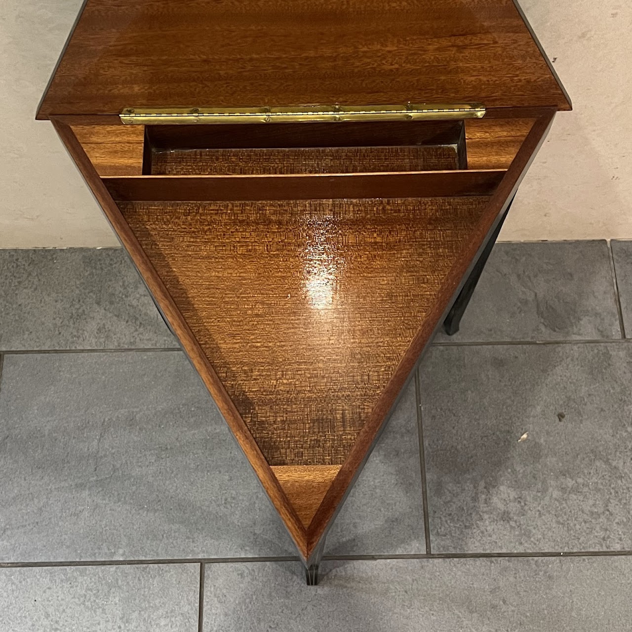 Italian Marquetry Inlaid Triangular Music Table Trio