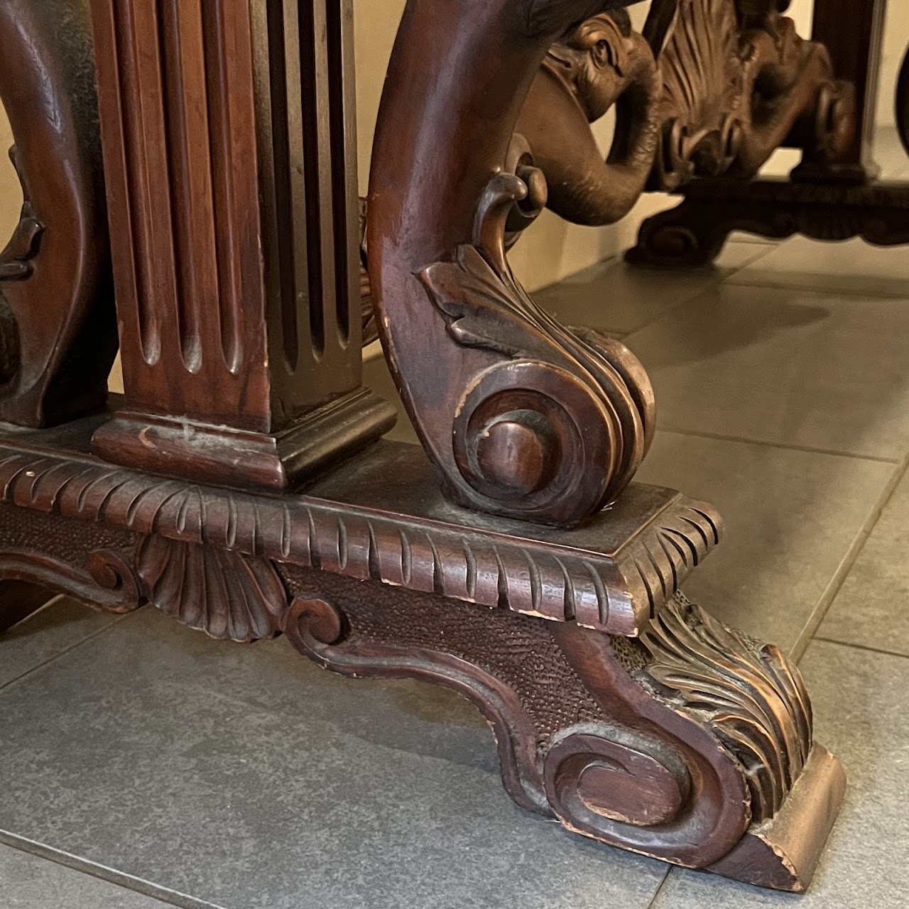 Renaissance Revival Walnut Trestle Base Convertible Buffet and Dining Table