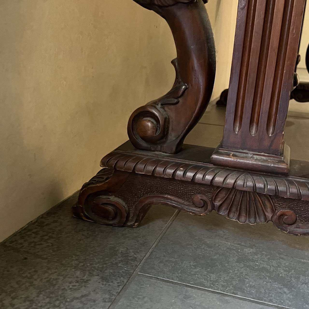 Renaissance Revival Walnut Trestle Base Convertible Buffet and Dining Table