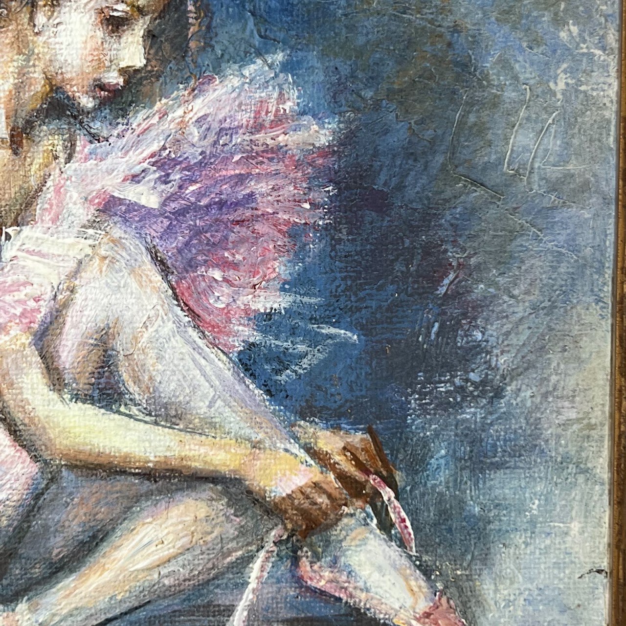 Ballet Dancer Signed Oil Painting