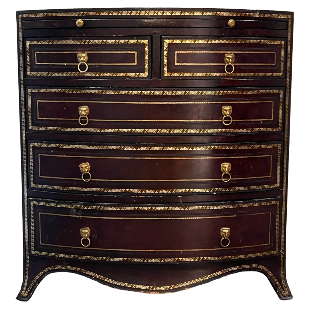 Maitland-Smith Georgian Style Leather Wrapped Small Chest of Drawers