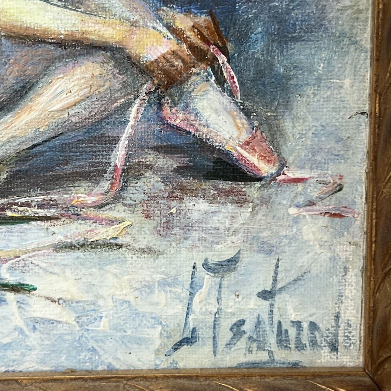 Ballet Dancer Signed Oil Painting