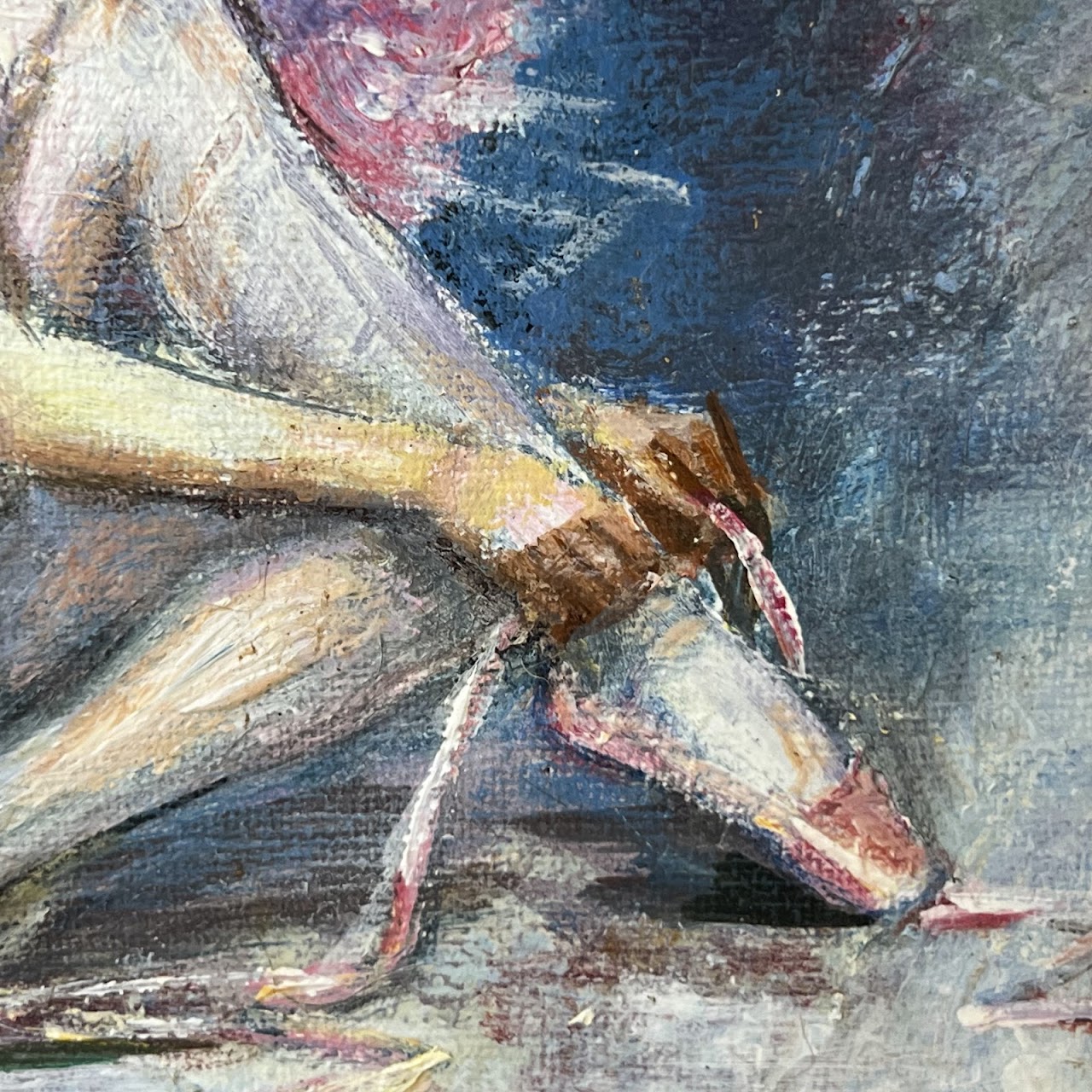 Ballet Dancer Signed Oil Painting