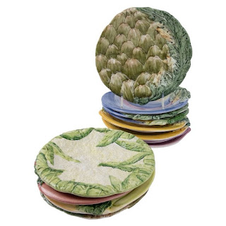 Horchow Set of 12 Garden Themes Majolica Salad Plates