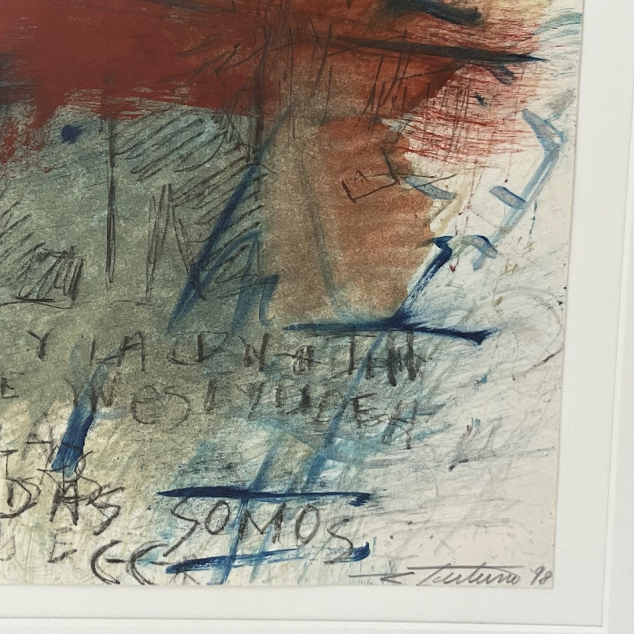 Ralph Turturro Signed Abstract Mixed Media Painting, 1998