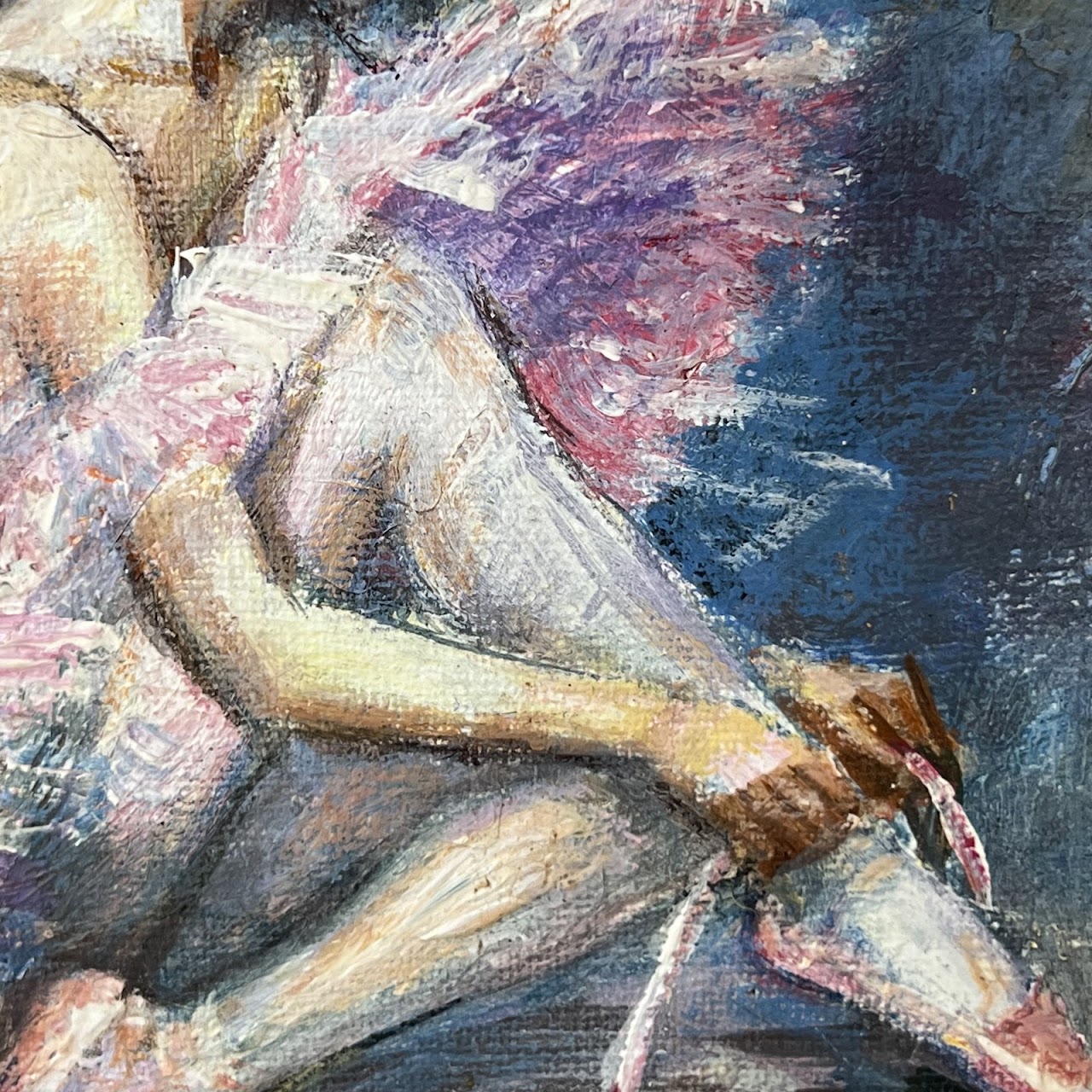 Ballet Dancer Signed Oil Painting