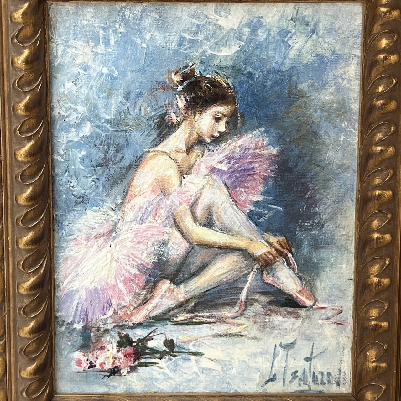 Ballet Dancer Signed Oil Painting