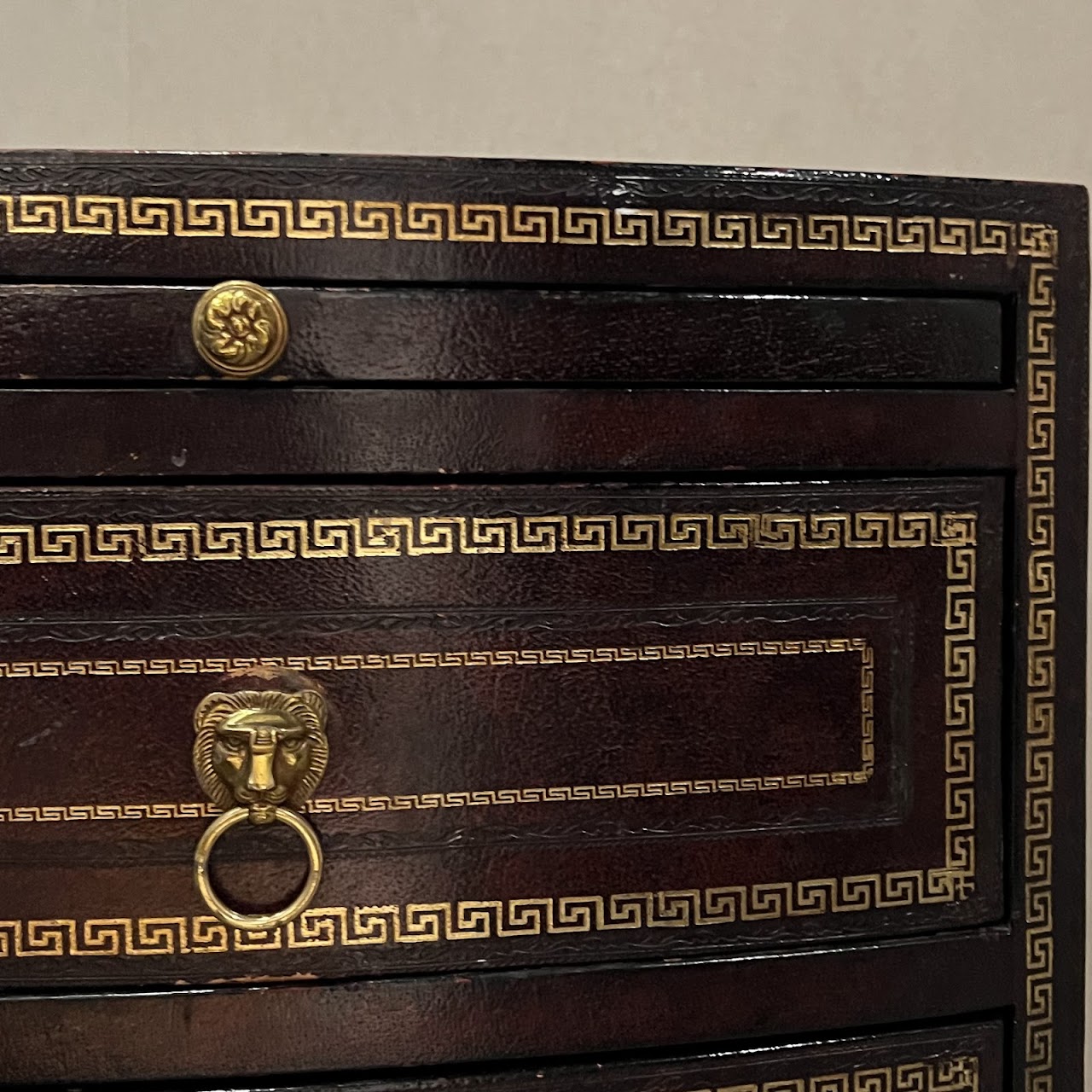 Maitland-Smith Georgian Style Leather Wrapped Small Chest of Drawers