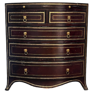 Maitland-Smith Georgian Style Leather Wrapped Small Chest of Drawers