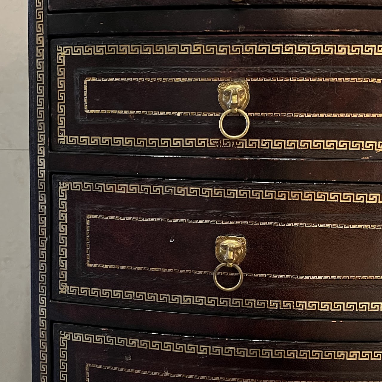 Maitland-Smith Georgian Style Leather Wrapped Small Chest of Drawers