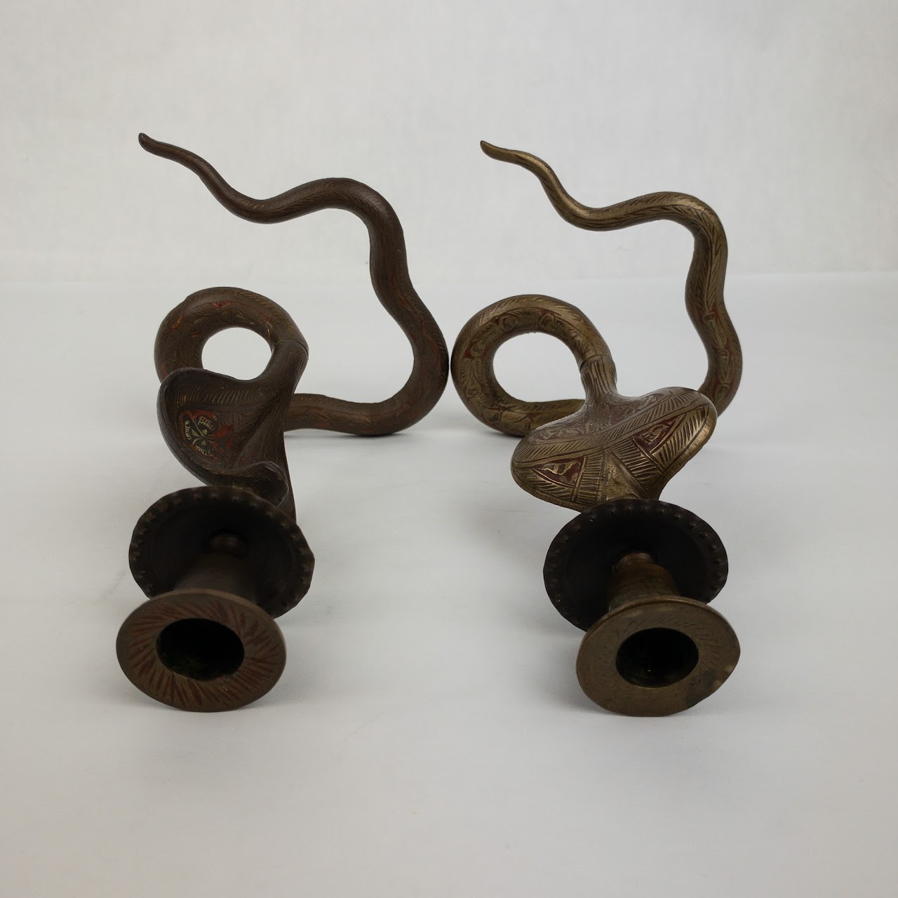 Brass Cobra Snake Candle Holder Pair