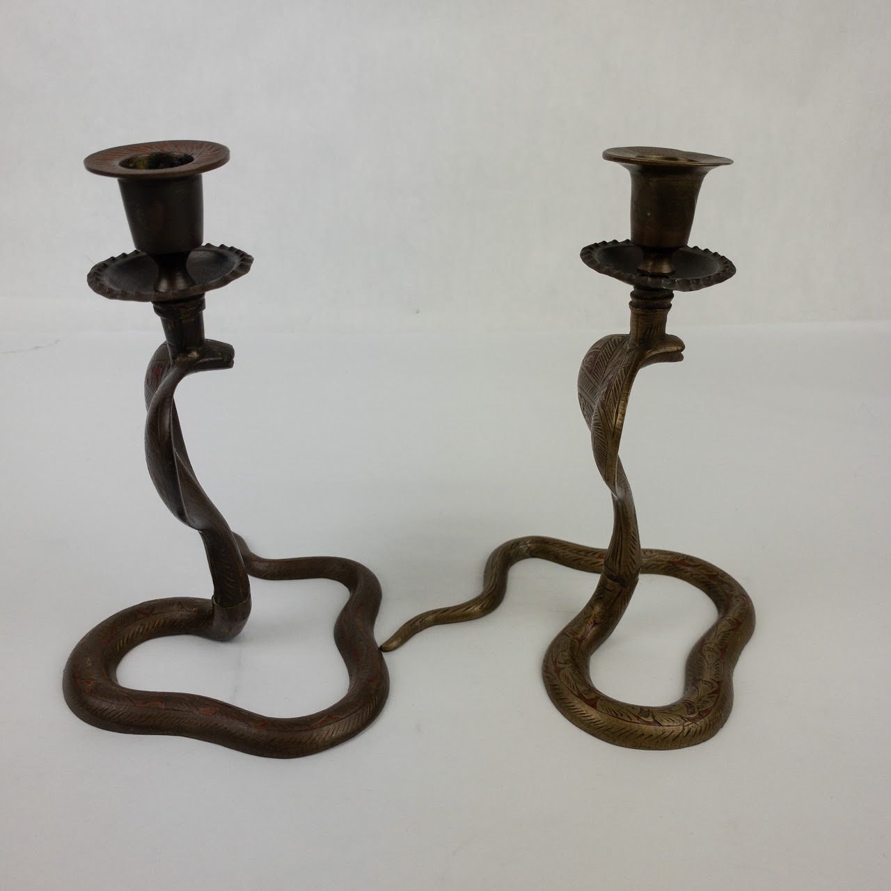 Brass Cobra Snake Candle Holder Pair