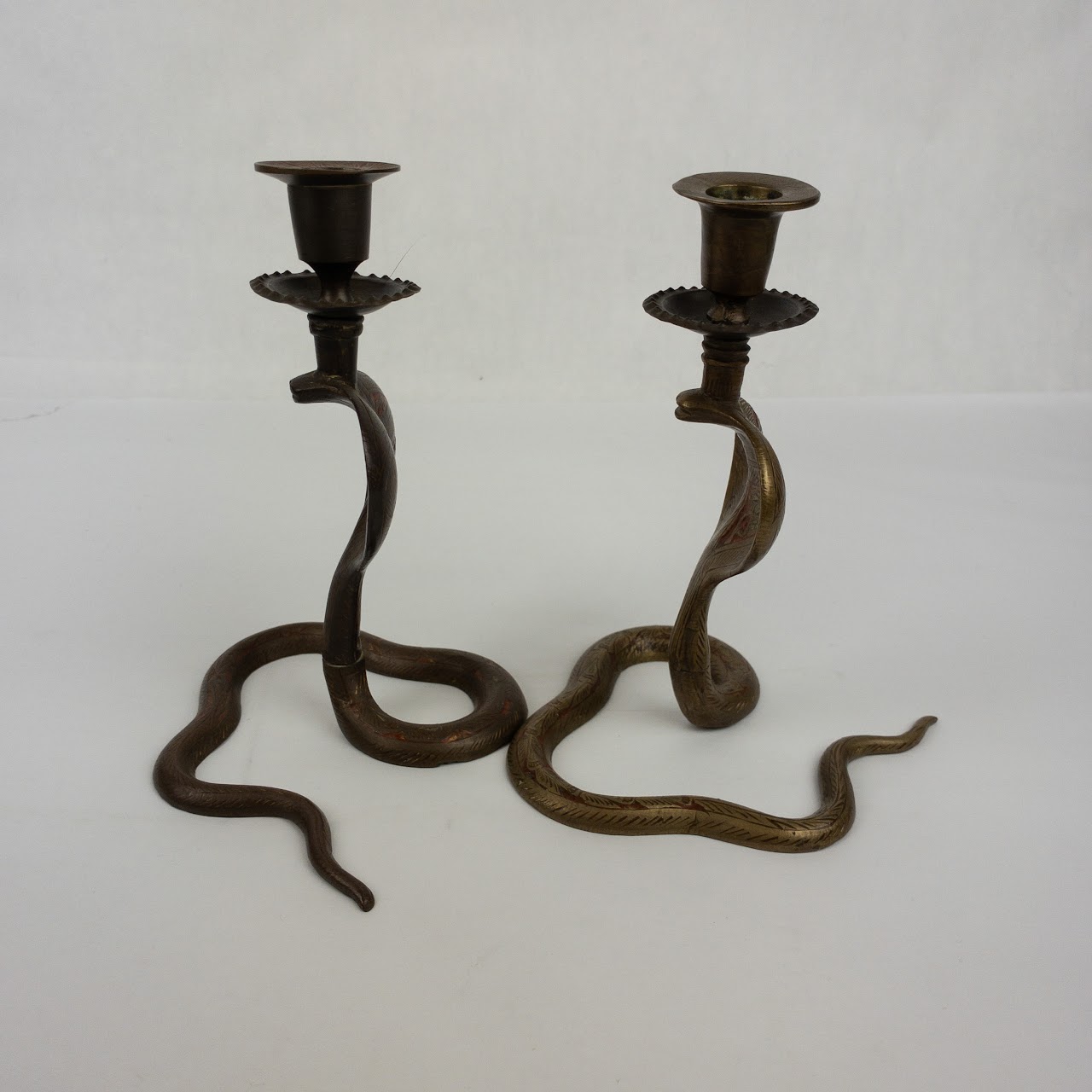 Brass Cobra Snake Candle Holder Pair