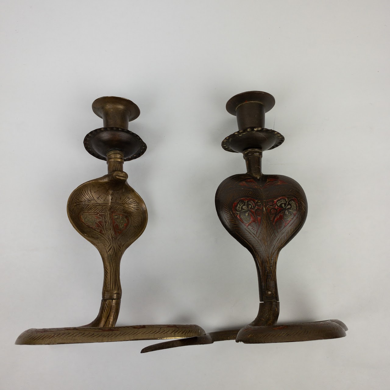 Brass Cobra Snake Candle Holder Pair