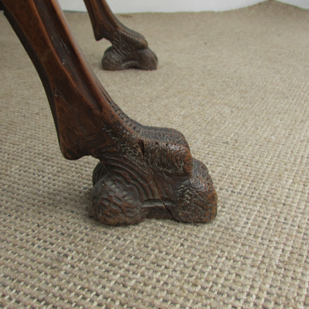 Carved Dragon Scroll Campaign Stool