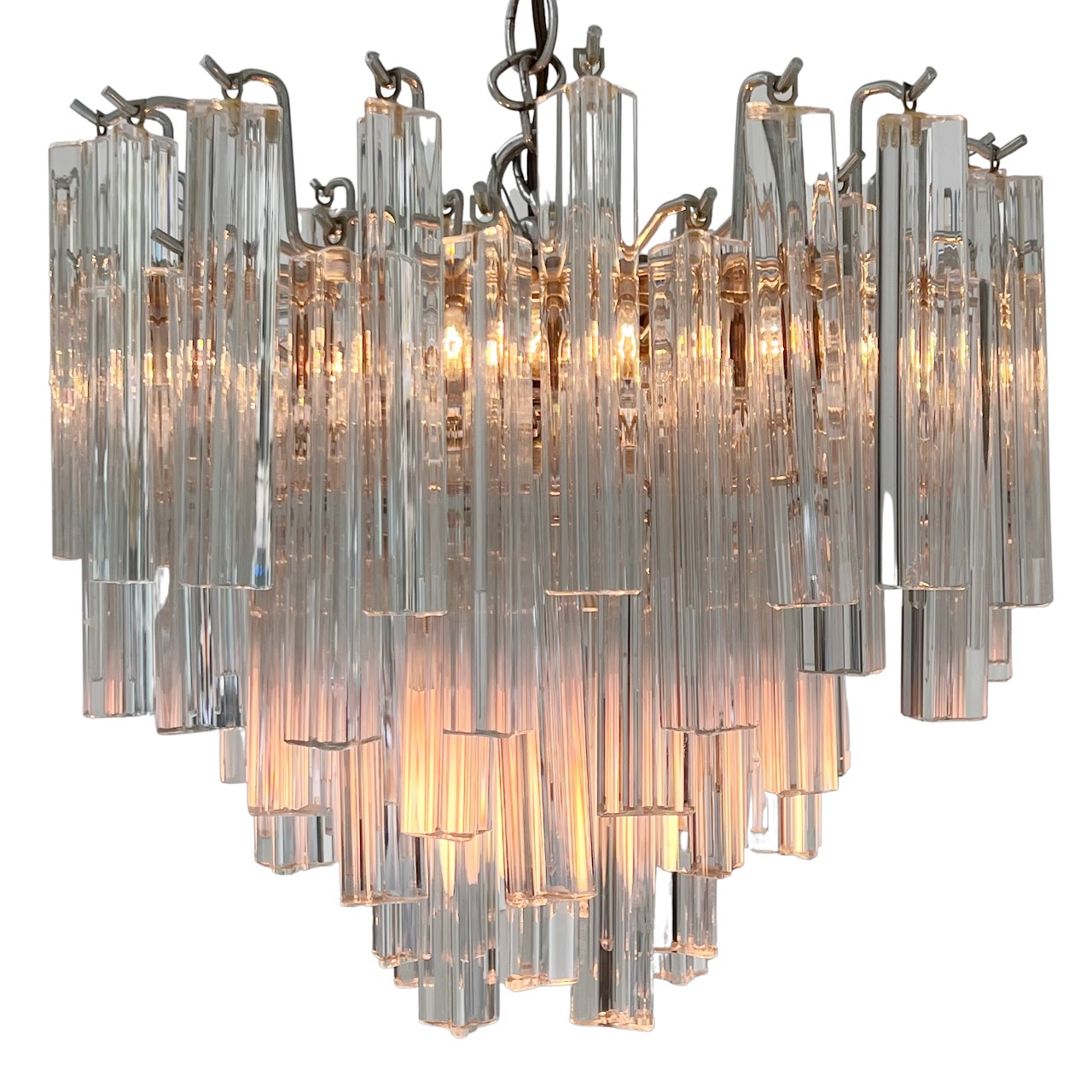 Camer Style Tiered Chrome & Crystal Chandelier