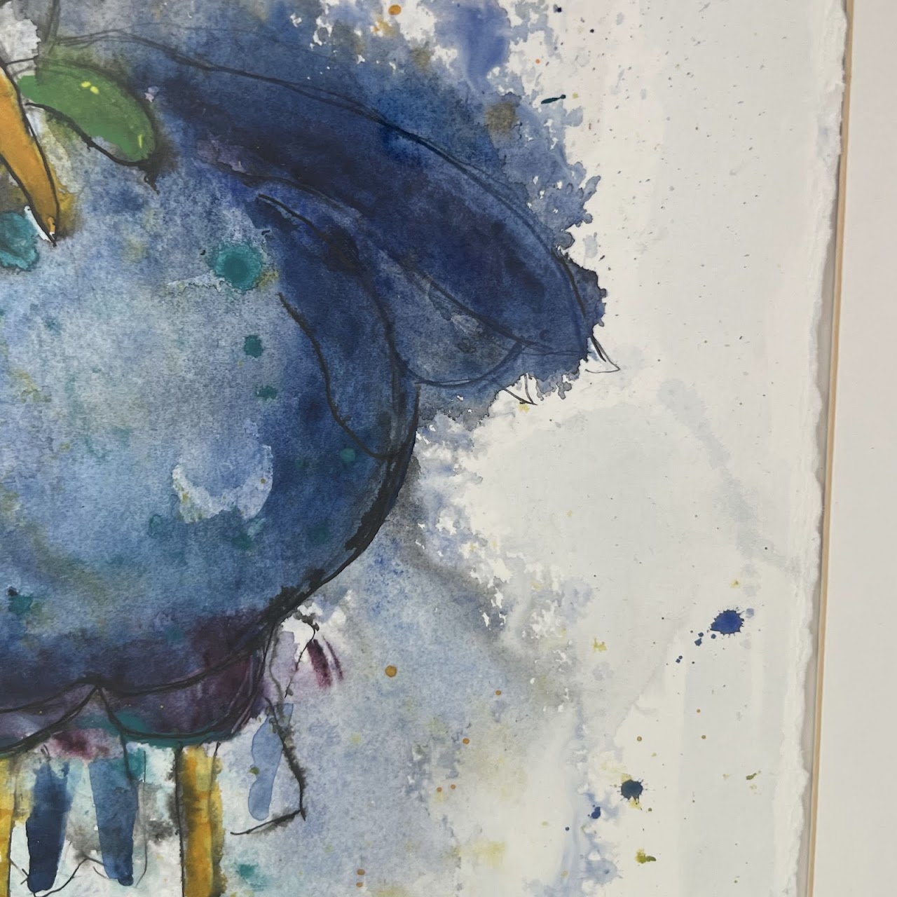 Leah McCloskey 'The Early Bird' Signed Acrylic and Ink Painting