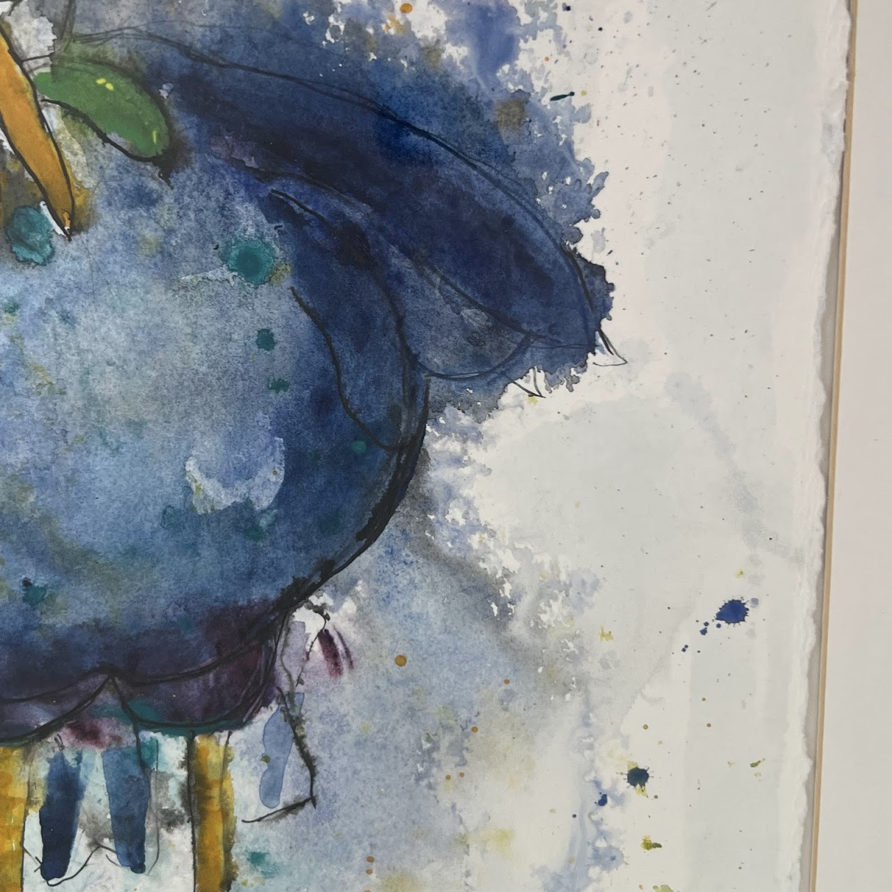 Leah McCloskey 'The Early Bird' Signed Acrylic and Ink Painting
