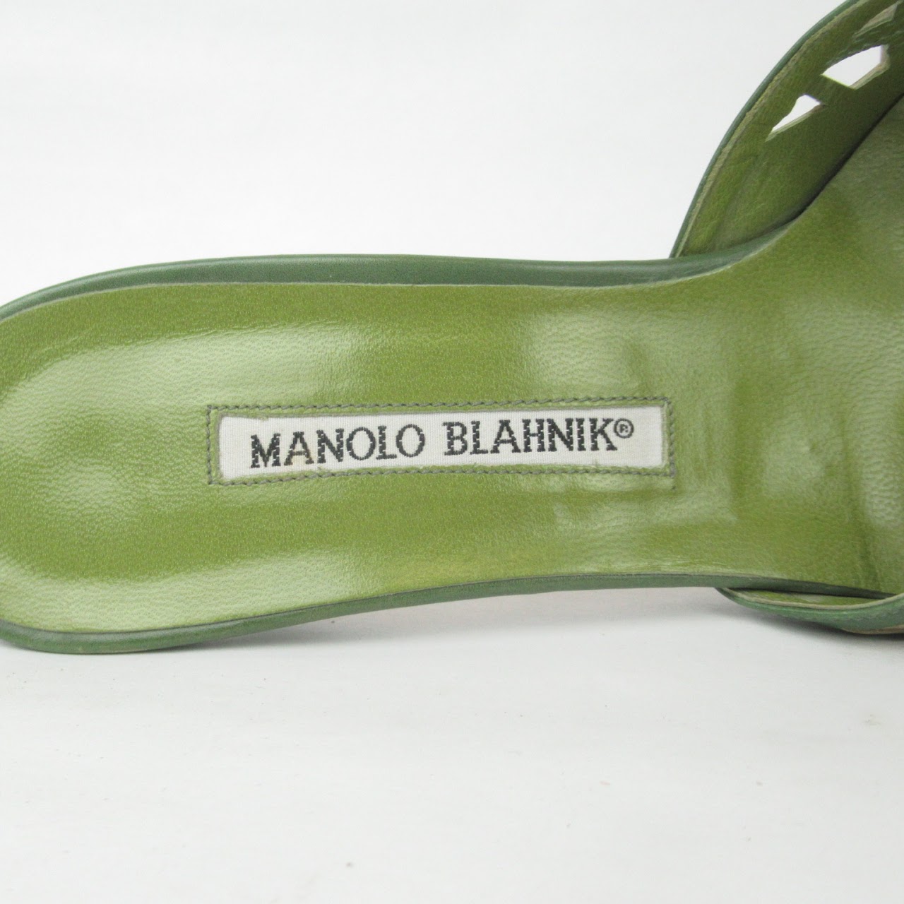 Manolo Blahnik Green Cutout Low Pumps