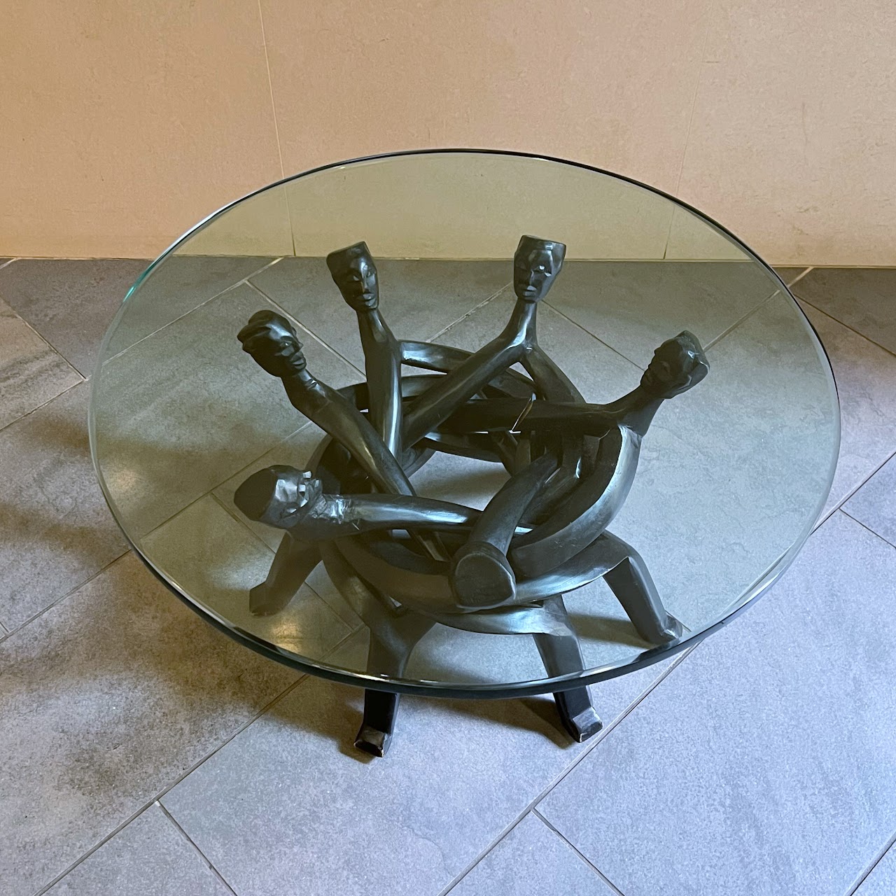 Neem Wood Hand Carved Interlocking Base Coffee Table