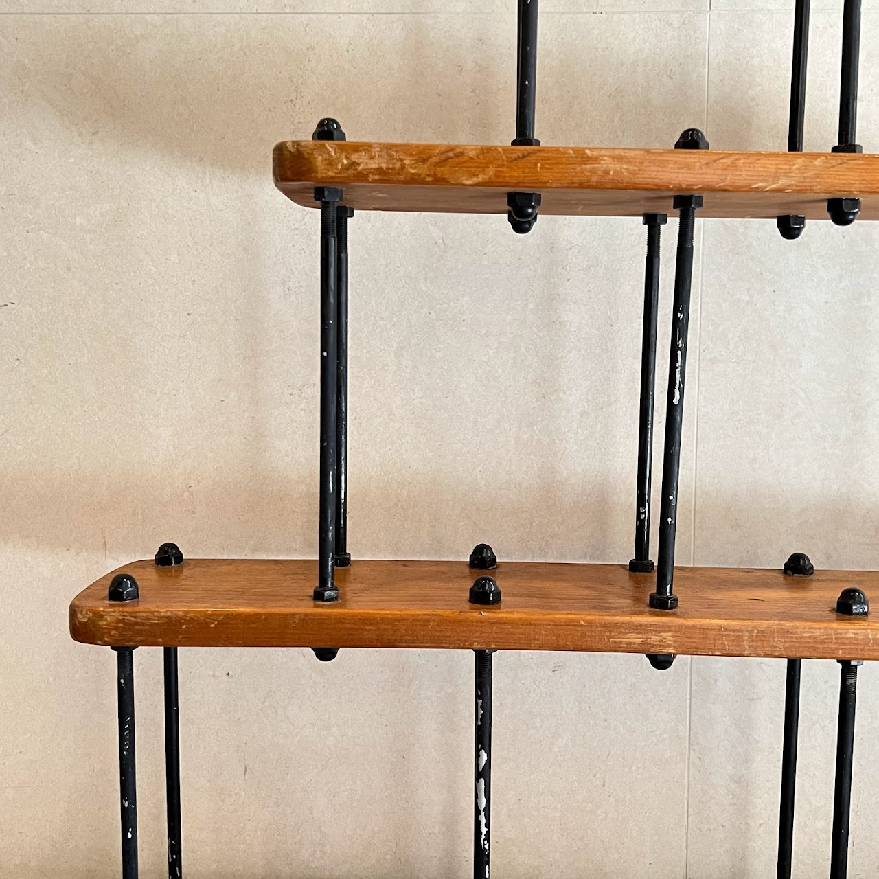 Pine Industrial Style Hanging Rack