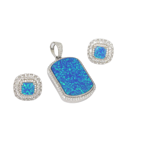 Sterling SIlver Pave Earrings & Pendant set