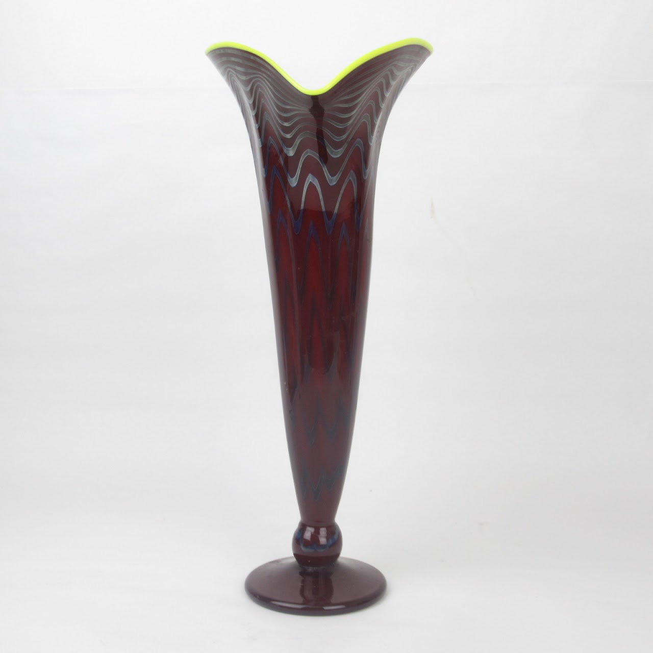 Signed Ruby Red Art Glass Lily Vase