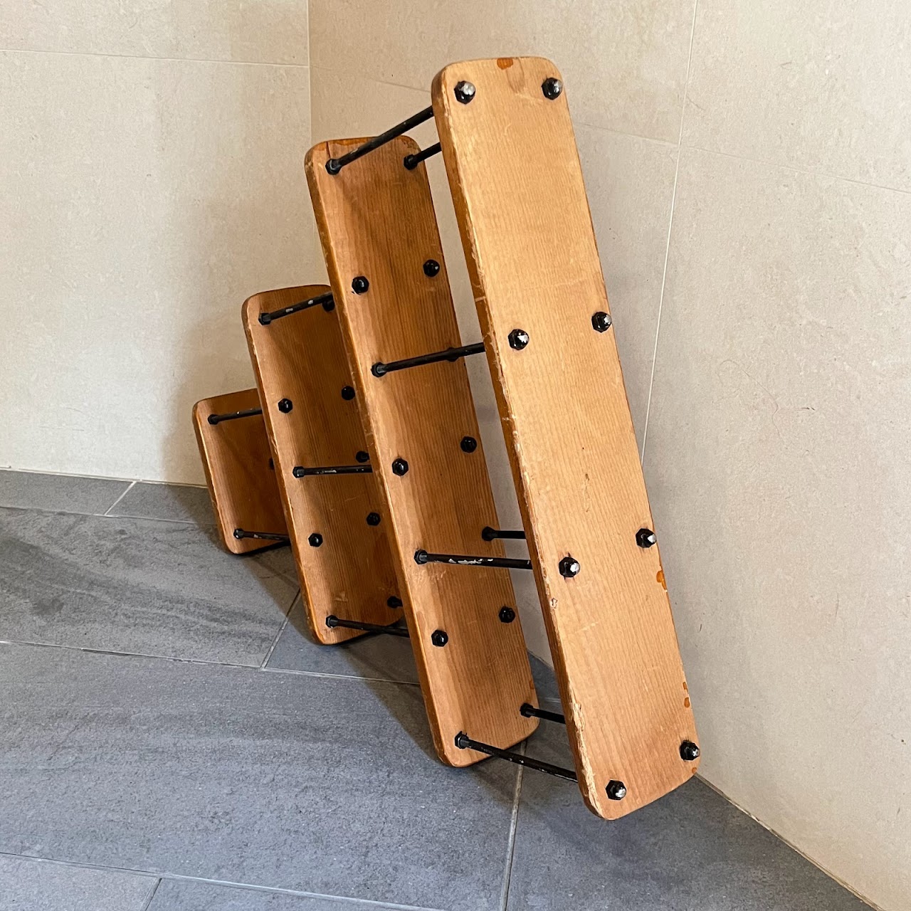 Pine Industrial Style Hanging Rack