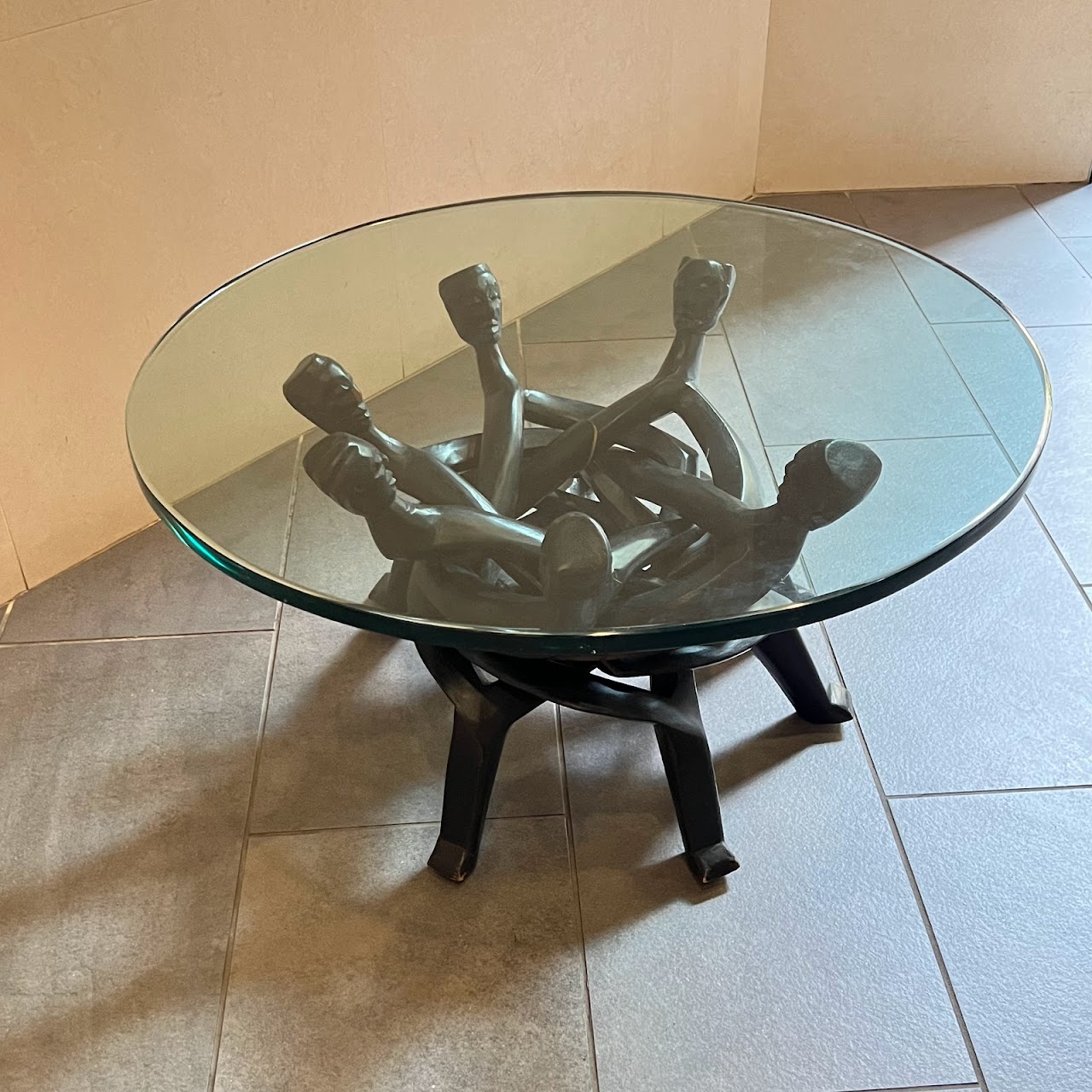 Neem Wood Hand Carved Interlocking Base Coffee Table