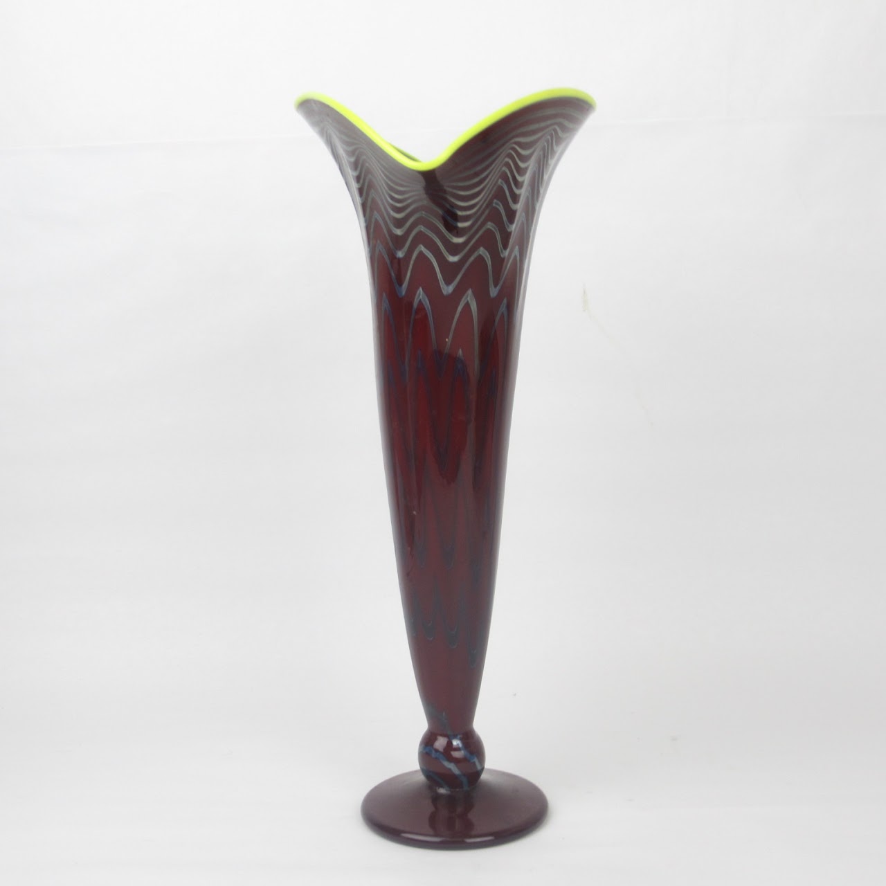 Signed Ruby Red Art Glass Lily Vase