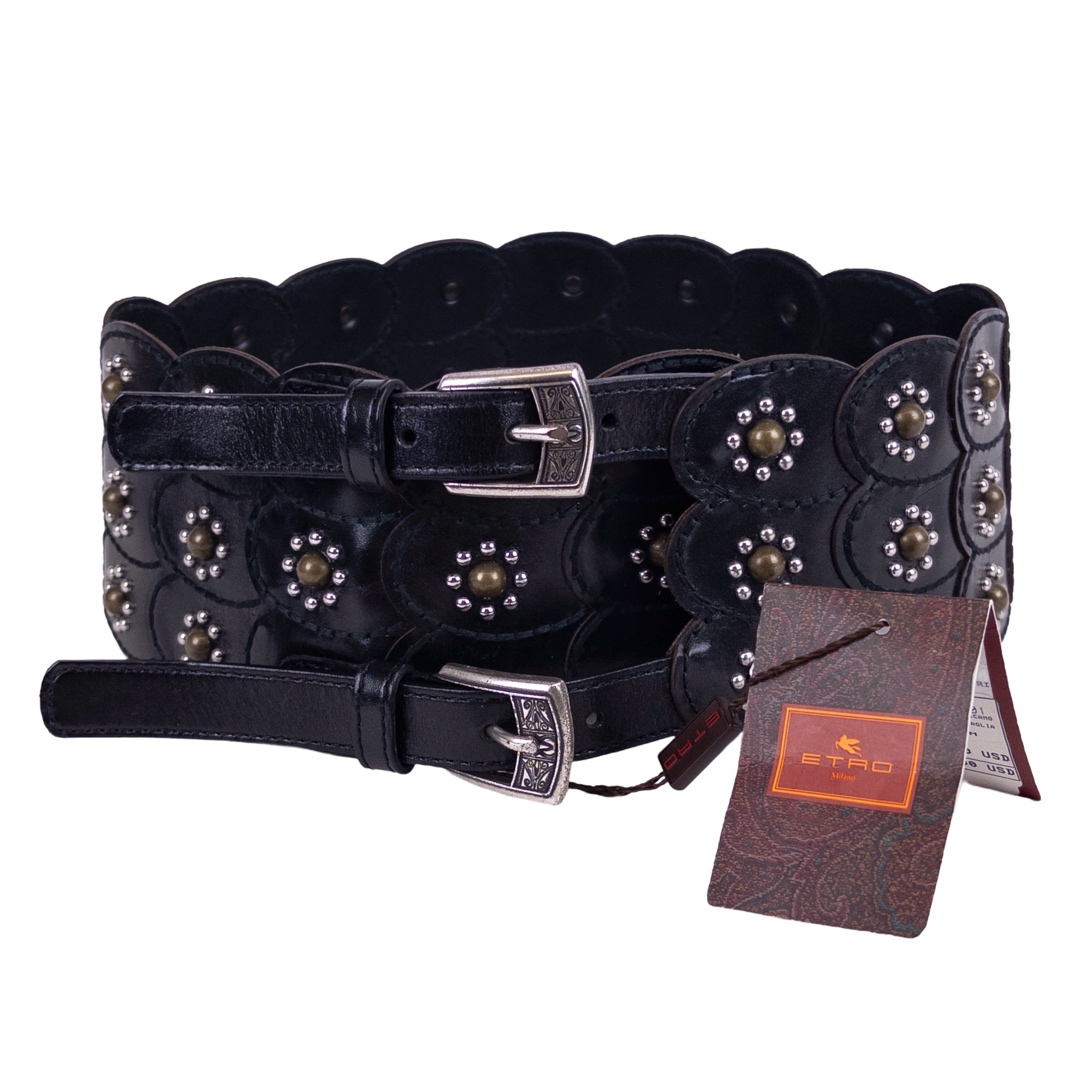 Etro Wide Leather Waist Belt