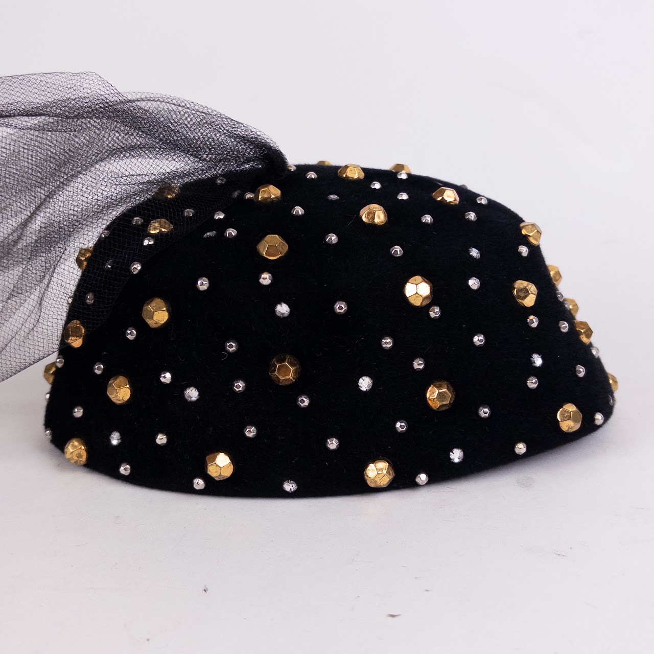 Frank Olive Studded Hat and Veil