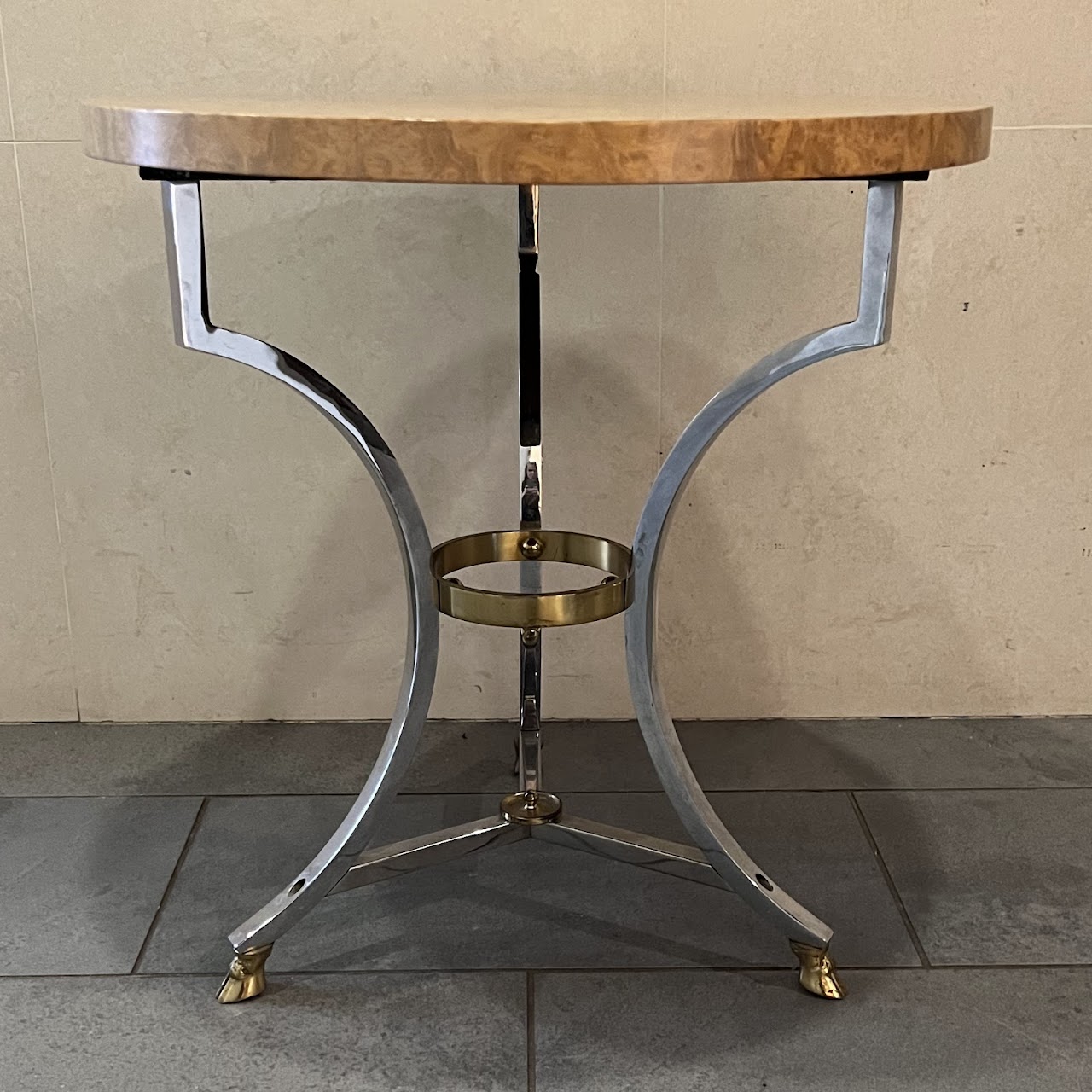 Neoclassical Style Birdseye Maple Top Accent Table