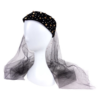 Frank Olive Studded Hat and Veil