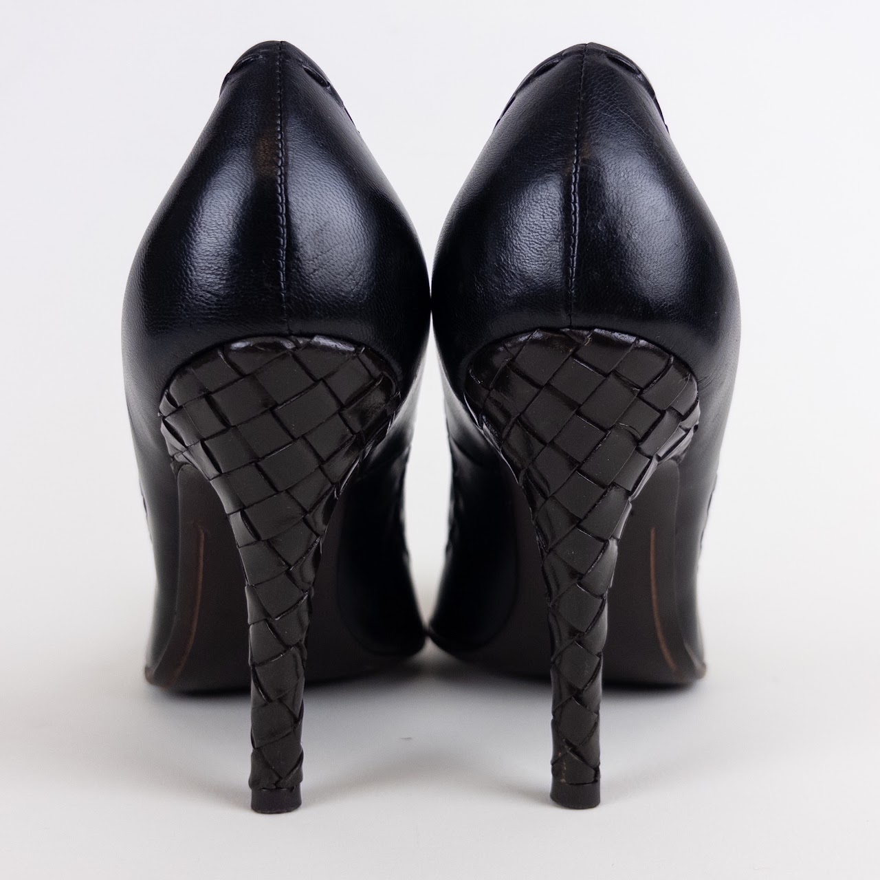 Bottega Veneta Peep Toe Woven Leather Pumps