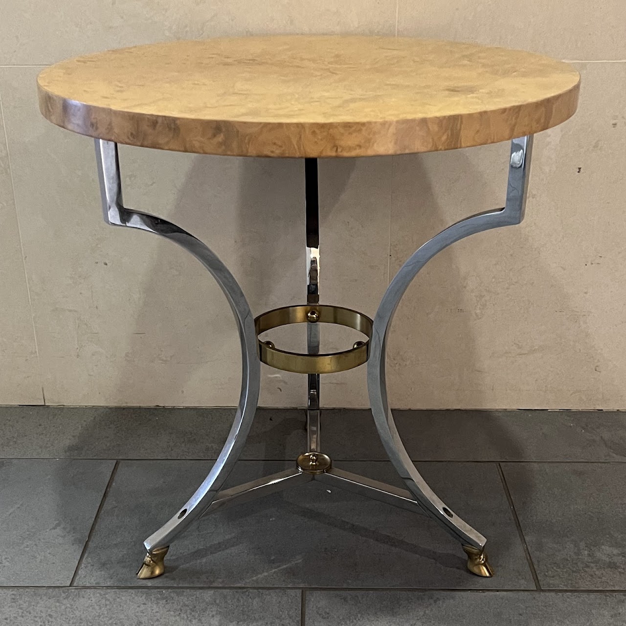 Neoclassical Style Birdseye Maple Top Accent Table