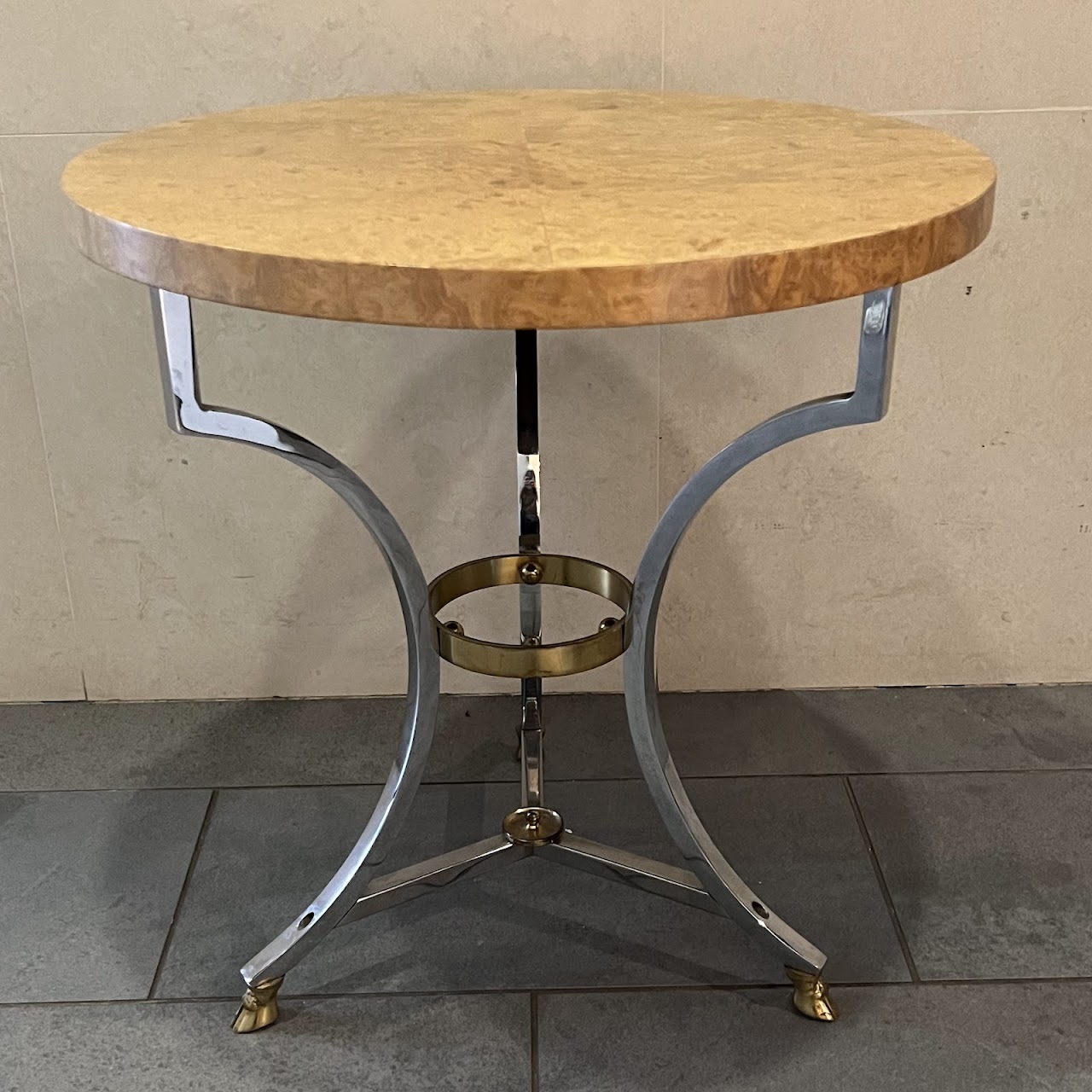 Neoclassical Style Birdseye Maple Top Accent Table