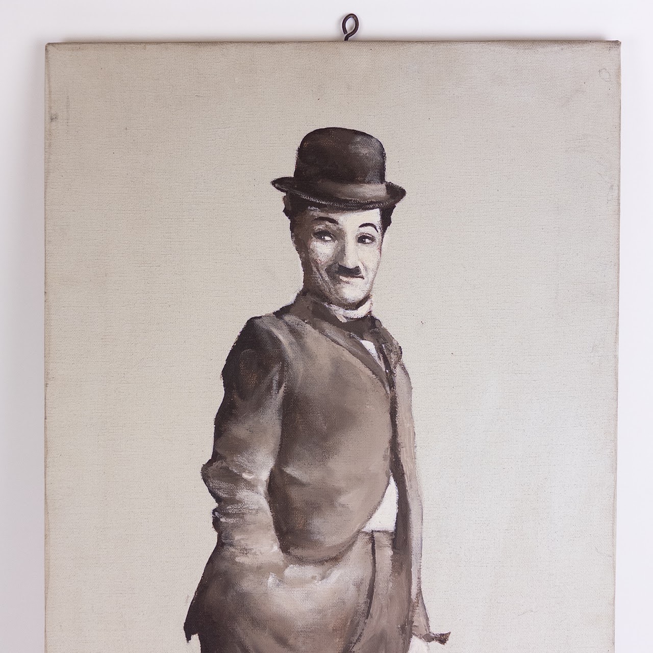 Charlie Chaplin Signed Oil Portrait Painting