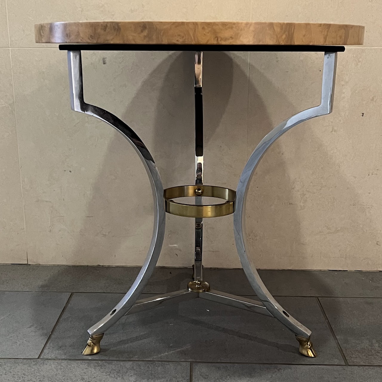 Neoclassical Style Birdseye Maple Top Accent Table