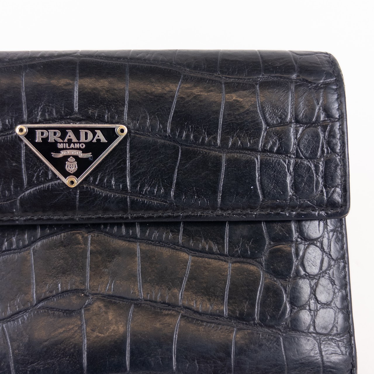 Prada Crocodile Embossed Leather Wallet