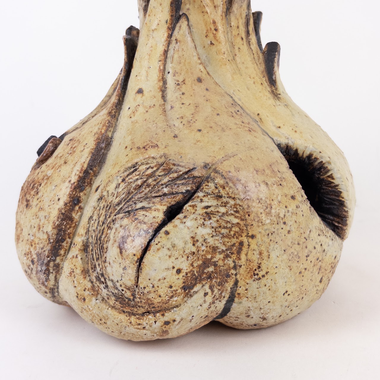 Signed Ceramic Sprouted Garlic Sculpture