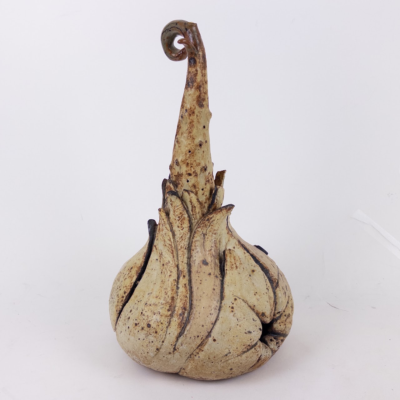 Signed Ceramic Sprouted Garlic Sculpture