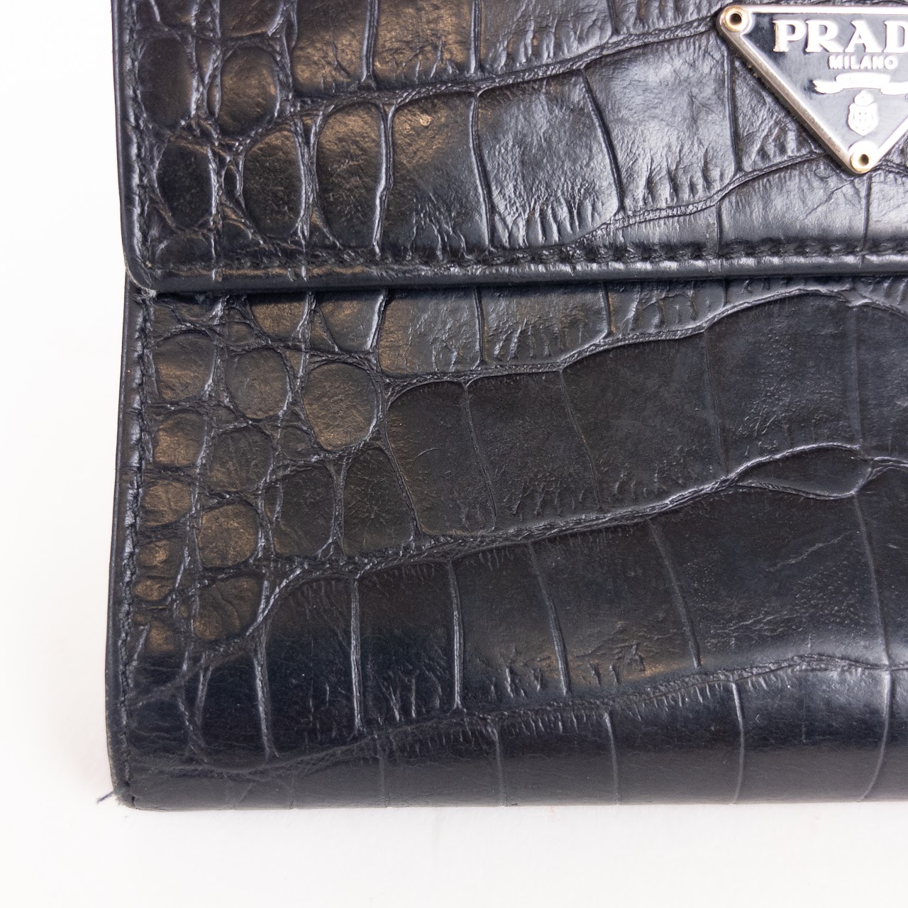 Prada Crocodile Embossed Leather Wallet