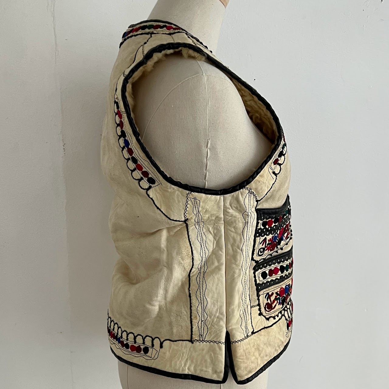 Romanian Ivory Sheepskin Vest