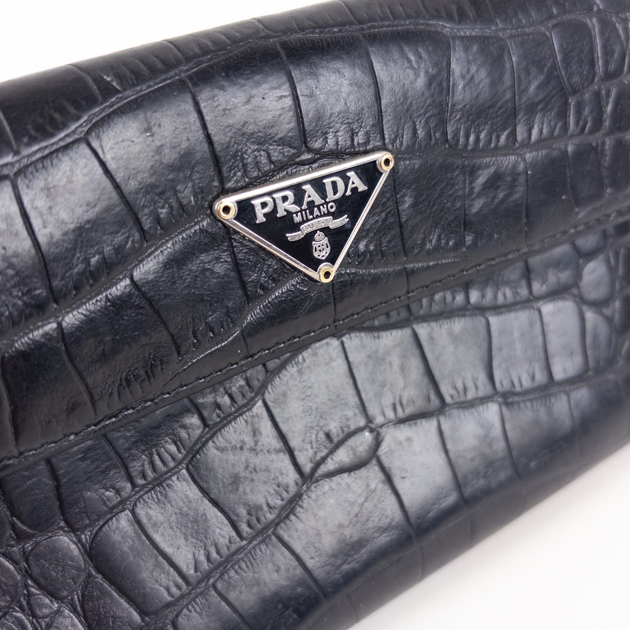 Prada Crocodile Embossed Leather Wallet