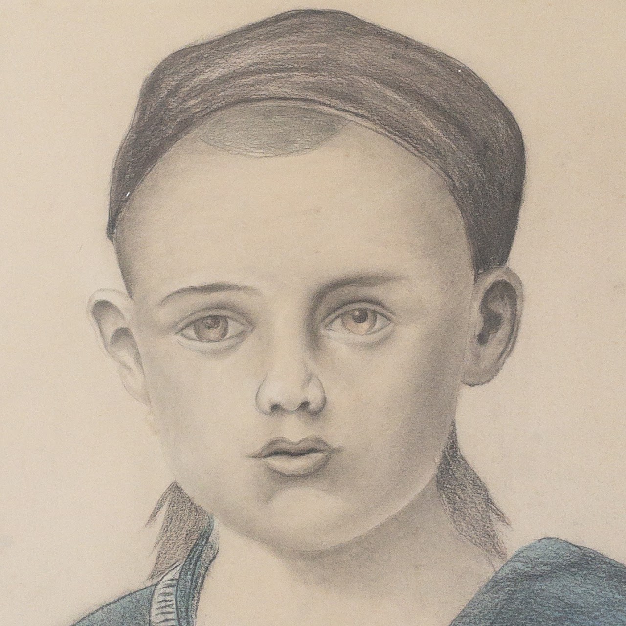 Signed Antique Portrait Drawing